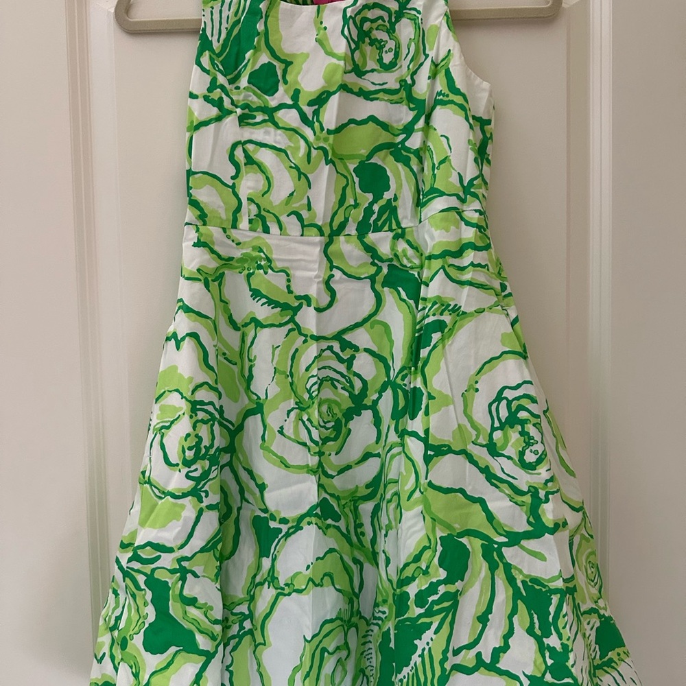 Lilly Pulitzer Green and White Floral Kids Dress size 14